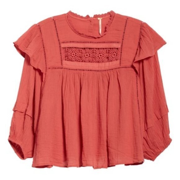 NEW Free People Laura Eyelet Lace Blouse XS - Picture 5 of 5